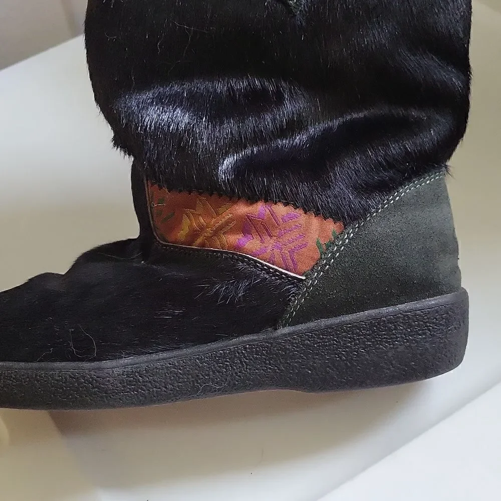 Oscar Sport‎ Taiga Black Fur Calf Hair  Boots Size EU 37 6.5